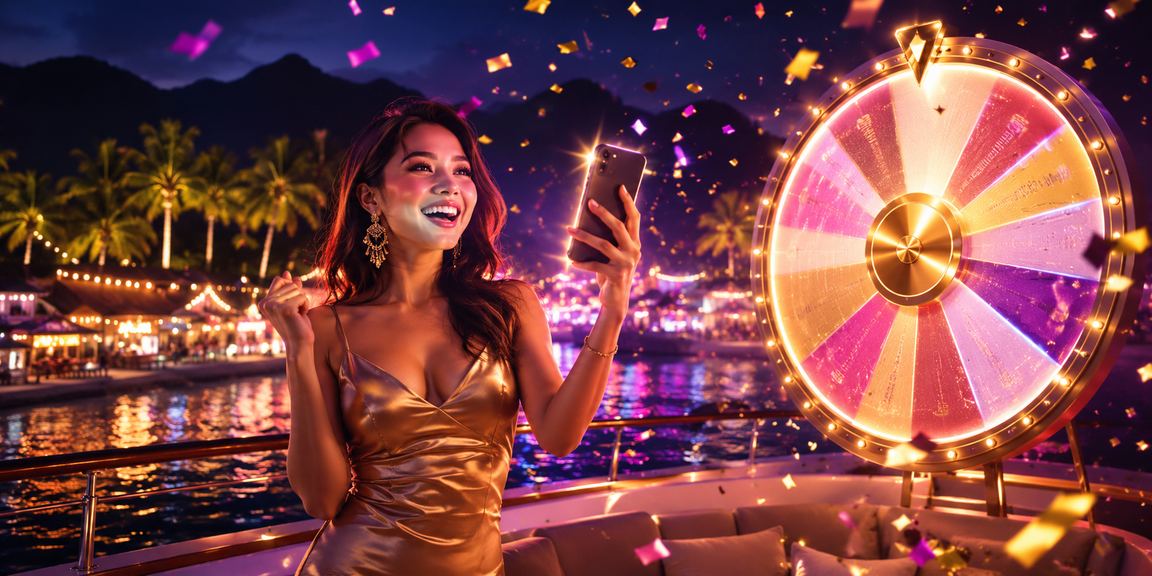 Suasana pasar malam penuh dengan lampu warna-warni dan pengunjung